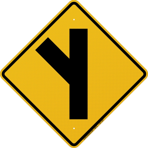 Side Road Left Angle Sign