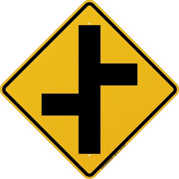 Offset Sideroads Left And Right Sign