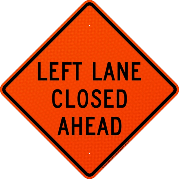 Left Lane Closed Ahead Sign