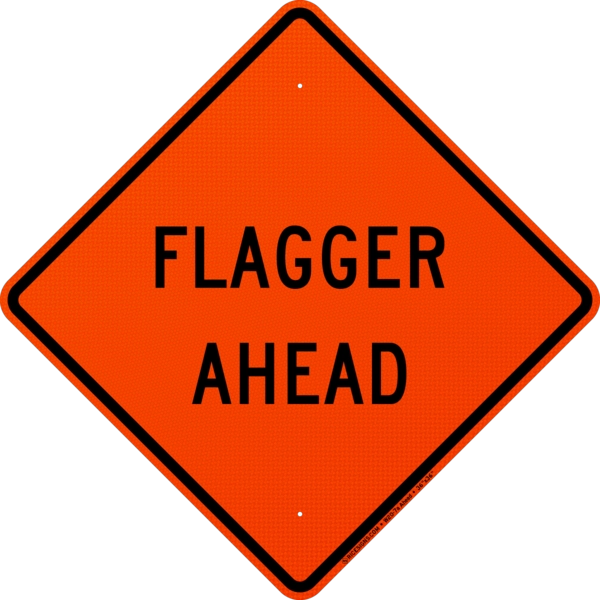 Flagger Ahead (symbol) Sign