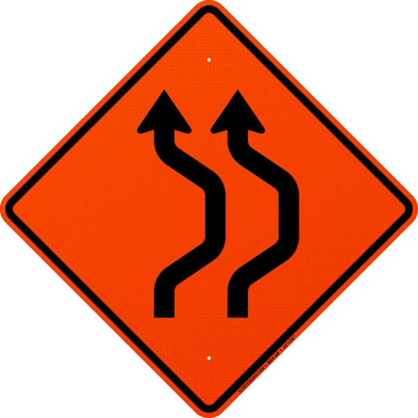 Double Reverse Curve Right Two Lanes Sign
