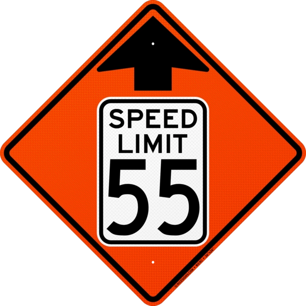 Work Zone Speed Reduction Symbol With Speed Limit Sign