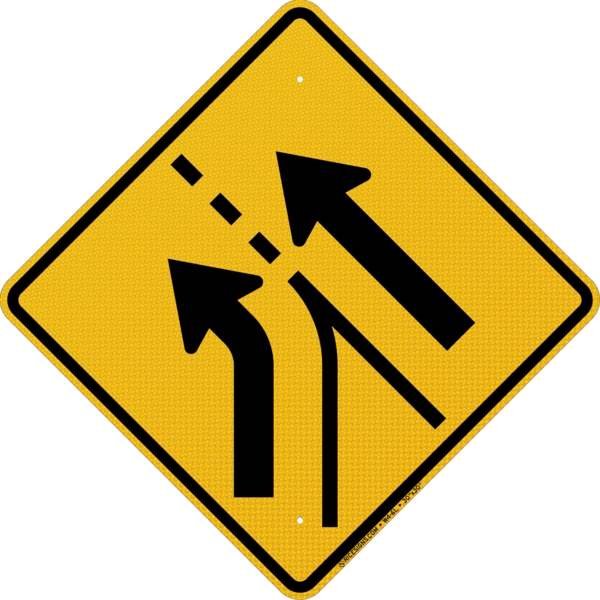 Entering Roadway Added Lane Sign