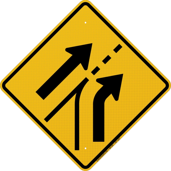 Entering Roadway Added Lane Sign