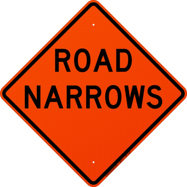 Road Narrows Sign