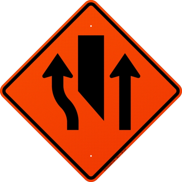 Center Lane Closed Ahead Sign