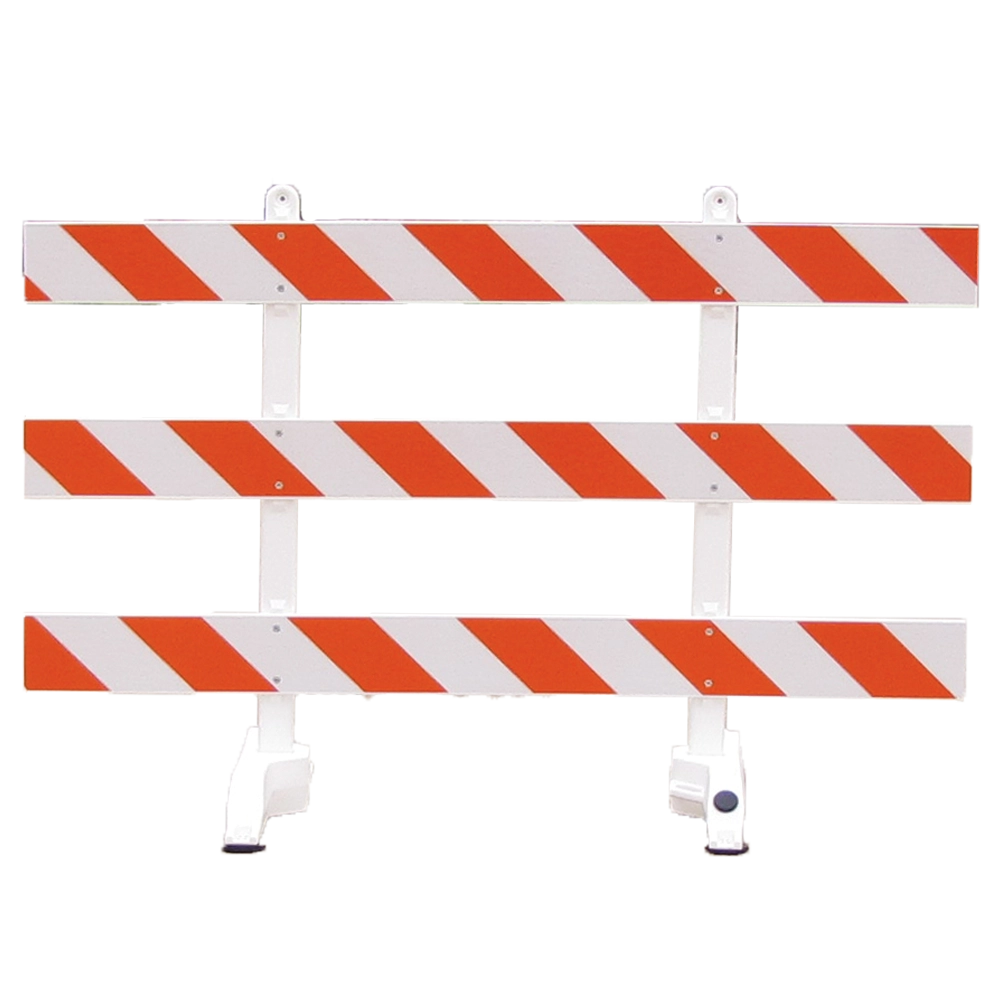 8 Foot Plastic Type III Barricade Orange/White Stripes (Double Sided) - HIP
