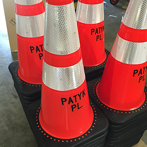 Custom traffic cone with comany name
