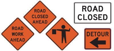 Assortment of construction signs