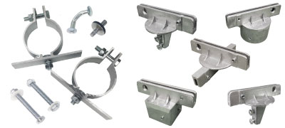 Different brackets used to install traffic signs