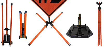 Single and Double spring sign stands as well as rubber bases and tripod stands