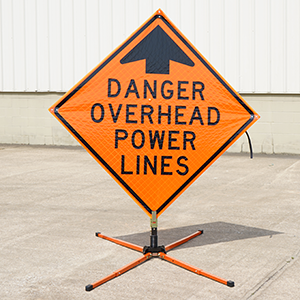 This is a photo of a Danger Overhead Power Lines sign.  This is used to warn workers and drivers that power lines may be above them.
