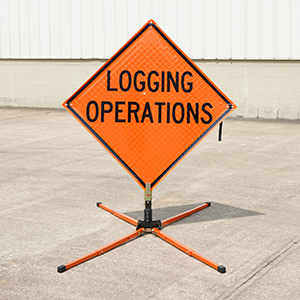 This is a photo of a Logging Operations signs that is installed on a sign stand