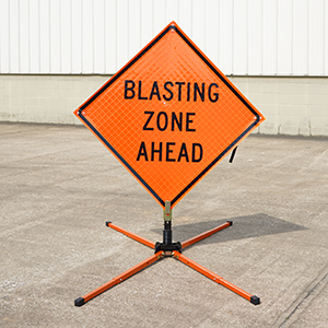 This is a photo of a Blasting Zone Ahead sign.  This is used to warn drivers that blasting may occur in the area