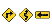 Right Curve and Right Turn Signs - Left Turn and Left Curve Signs