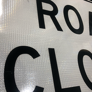 Picture of the road closed sign up close