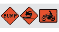 Road Condition signs warn of dangers on the suface of the road