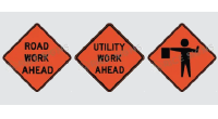 Road work sign that warn drivers of construction ahead.