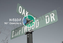 Photo of H-510-F street name sign bracket holding two signs together.