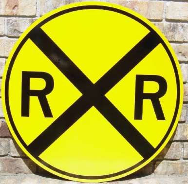 A picture of our 30" circle Railroad Crossing sign