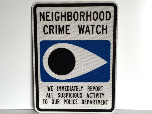 A photo of our 18"x24" Neighborhood Crime Watch sign with High Intensity Reflective