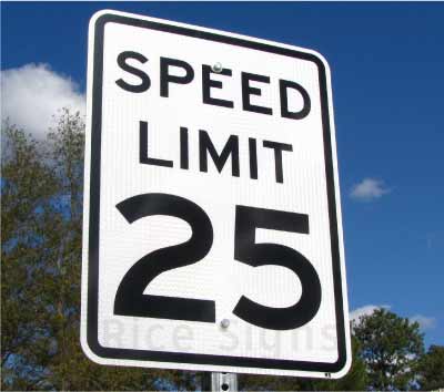 Picture of a speed limit 25 sign