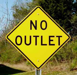 Our No Outlet sign pictured on an optional galvanized steel u-channel sign post.