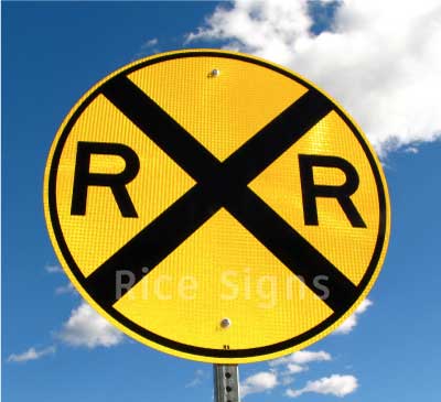 A picture of our railroad advance warning highway sign.