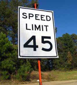 Our Roll-Up Speed Limit Sign is made of Reflective White Roll-Up Vinyl for ultimate portability, while maintaining exceptional visibility at night-time.  The Roll-Up Speed Limit Sign features heavy duty plastic corners and thick fiberglass ribs on the back.  It is compatible with our RU5000 and RU6000 Sign Stands..