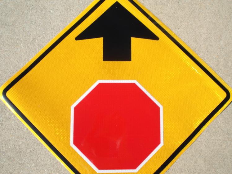 Detailed picture of our Stop Ahead (symbol) traffic sign.