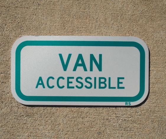 Up close photo of our Van Accessible handicap sign