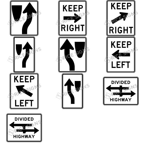 MUTCD Keep Right and Keep Left Signs