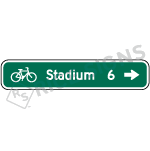 Bicycle Directional Sign With Custom Distance And Text Sign