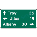 Three Destinations And Distances With Arrow Sign