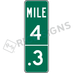Intermediate One Digit Mile Marker Sign