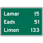 Three Destinations And Distances Sign