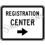 Registration Center With Arrow Sign