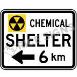 Chemical Shelter With Distance And Arrow Sign