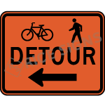 Detour Bicycle And Pedestrian Left Arrow Sign
