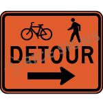 Detour Bicycle And Pedestrian Right Arrow