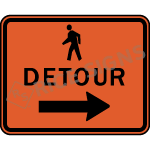 Pedestrian Detour With Right Arrow Sign