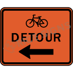 Bicycle Detour With Left Arrow Sign