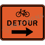 Bicycle Detour With Right Arrow Sign