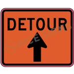 Detour Straight Arrow Sign