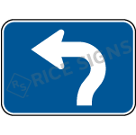 Up Then Left Curved Arrow Sign