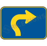 Up Then Right Curved Arrow Sign