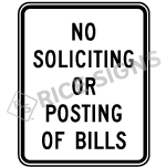 No Soliciting Or Posting Of Bills Sign