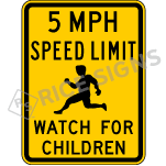 5 Mph Speed Limit Watch For Children Sign