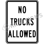 No Trucks Allowed Signs