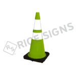 28" Lime Traffic Cone with 6" and 4" Reflective Collars